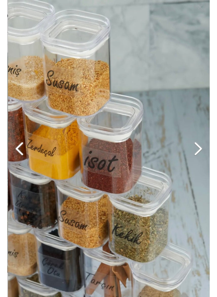 Fbz Home 24-Piece 200 Ml Acrylic Spice Jar Set with Transparent Label - Premium Leakproof Mica Spice Set  - Image 4