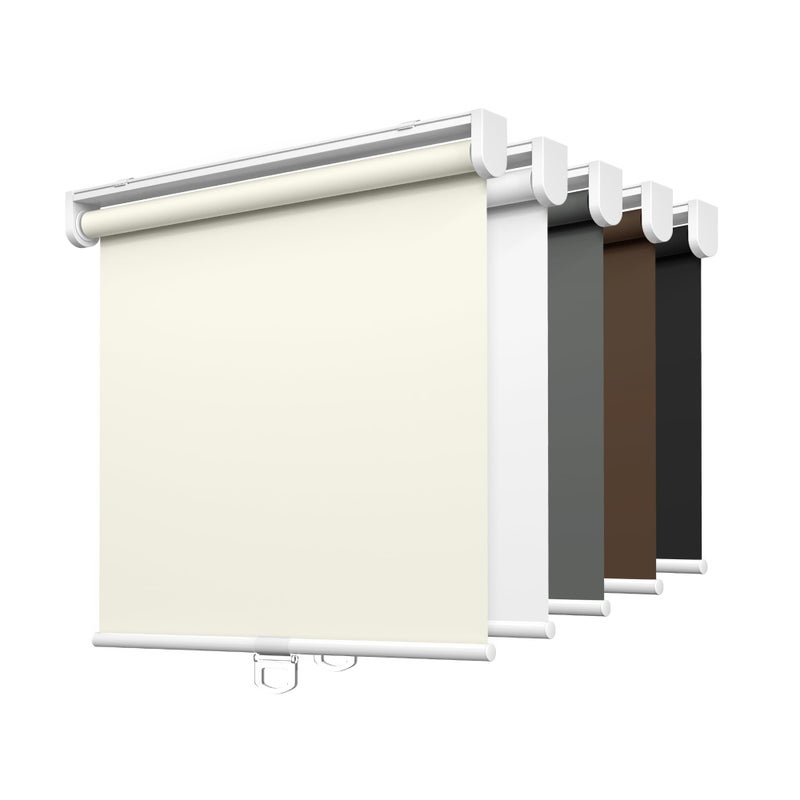 LazBlinds No Tools No Drill Cordless Roller Shades 100 Blackout Roller Blinds for Windows Thermal Insulated UV Protection Waterproof Roll Up Window Blinds and Shades 29 W x 72 H Cream - Image 2