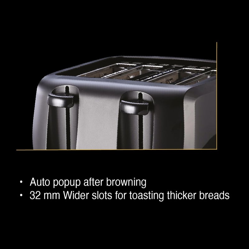 Usha محمصة توست iToast 4 شريحة | 1400 واط | 6 إعدادات تحمير | جسم بلاستيكي بارد للمس ومقاوم للصدمات | صينية فتات قابلة للإزالة | توسيط تلقائي للخبز لتحمير متساوي | ضمان لمدة 2 سنوات (أسود) - Image 4