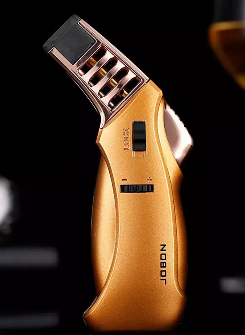 JOBON JOBON Windproof Torch Lighter Butane Refillable Gas Lighter Single Jet Flame Adjustable [ Butane Gas Not Included ] | Jobon Lighter for Bakhoor Charcoal, Candle, Cooking, Camping, Baking, BBQ [ GOLD ]  - Image 1