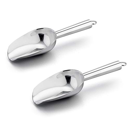 Efar 6 Ounce Ice Scoop Set of 2 Small Stainless Steel Scoops for Ice CubeCandyFlourSugar Metal Utility Scoops for Canisters Baking Kitchen Pantry Rust Free  Dishwasher Safe