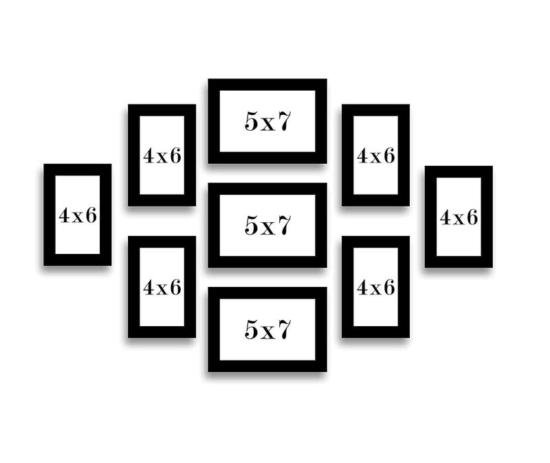 Stuthi Arts Wood MDF Photo Frame With Glass (Black,9 Photos) Wall Mount, Rectangular, 5 x 7 inches (3 pieces), 4 x 6 inches(6 pieces) - Image 2