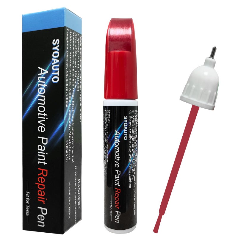 SYOAUTO Multicoat Red PPMR Touch Up Paint for Tesla Model Y 3 X S Car Touch Up Paint Pen 04 oz Automotive Scratch Repair Pen Brush and Tip 2 in 1 Pen Multicoat Red PPMR - Image 3