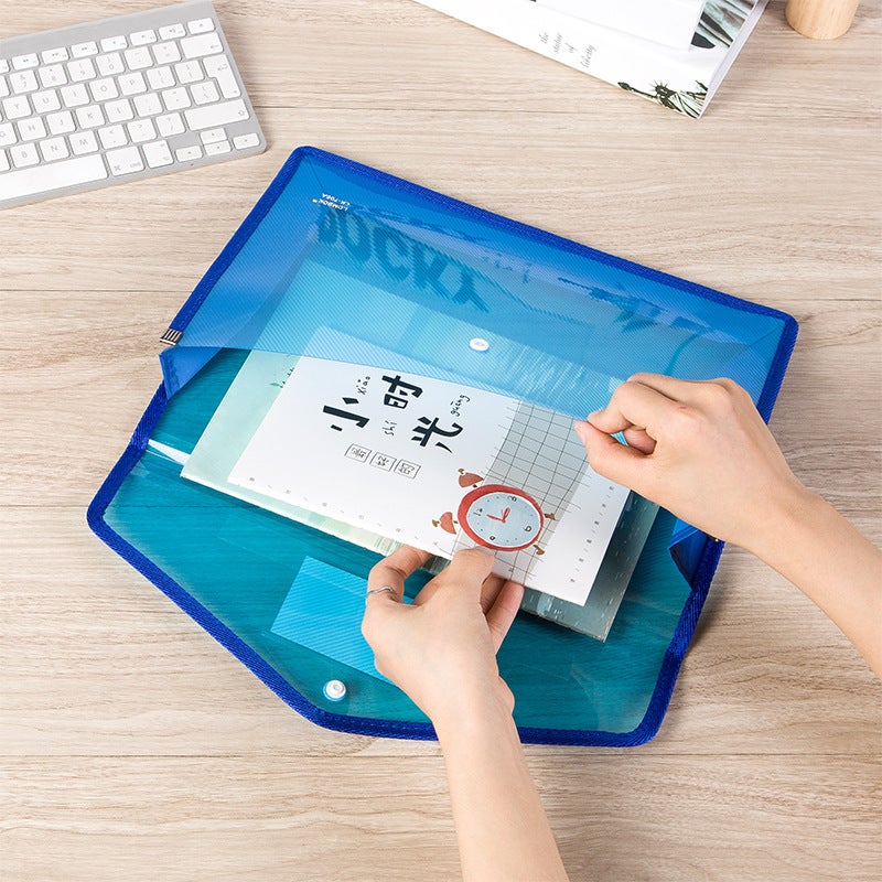 A4B4 File Bag Transparent Pp Button Bag Fc Information Bag Test Paper Bag Edge-Covered File Storage Bag - Image 5