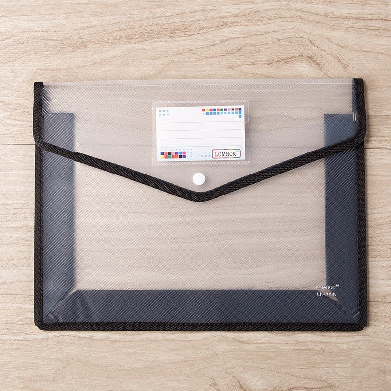 A4B4 File Bag Transparent Pp Button Bag Fc Information Bag Test Paper Bag Edge-Covered File Storage Bag - Image 1