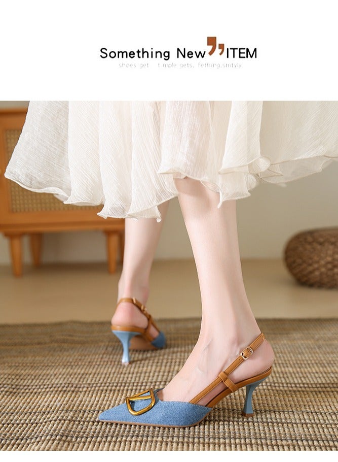 Nariele New Pointed Leather High-Heeled Shoes Slim Heels - Image 2