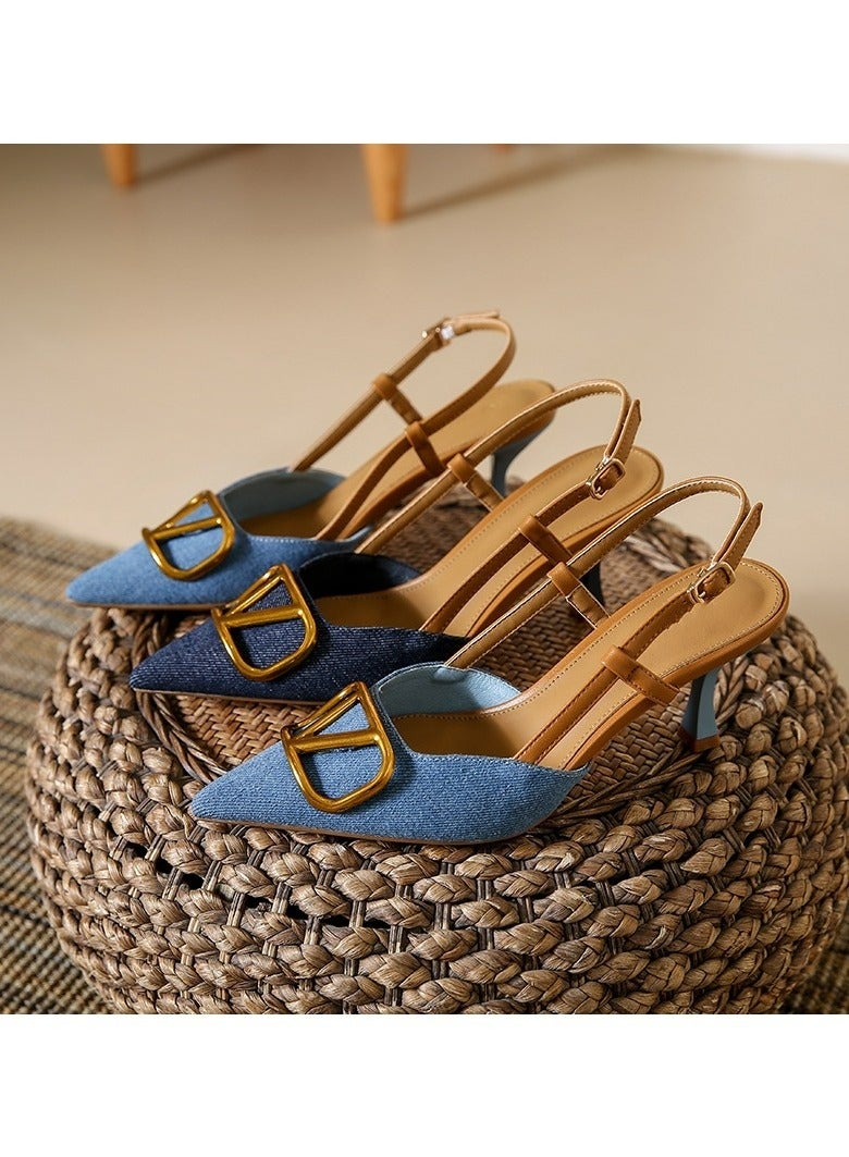 Nariele New Pointed Leather High-Heeled Shoes Slim Heels - Image 4