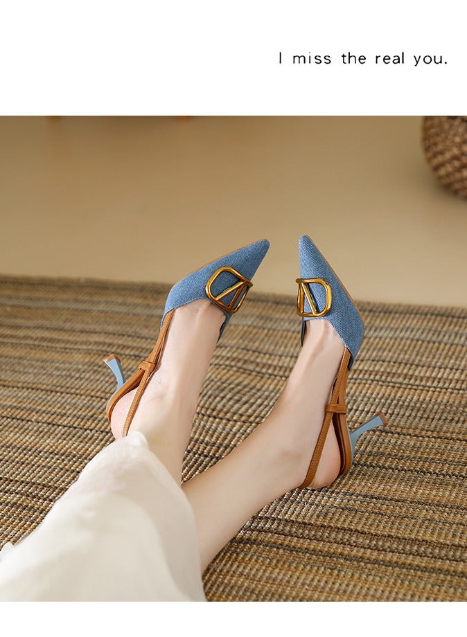 Nariele New Pointed Leather High-Heeled Shoes Slim Heels - Image 3