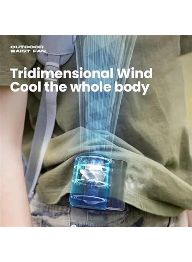 Portable Waist Clip Fan Cool Clip Fan Under Shirt 3 Speeds Strong Airflow Wearable Clip Fan Powerful Mini Handheld Cooling Fan Clip On Air Cooler for Outdoor Jobsite Farms Traveling Fishing (Grey) - Image 4