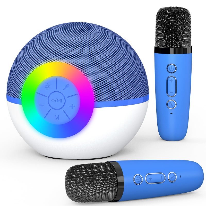Mgaolo Mini Karaoke Machine for Kids AdultsPortable Bluetooth Speaker with 2 Wireless MicrophonesGift Toys with MP3 Player for Boys Girls 312 Year Old Birthday Family Home Party Present Blue - Image 2