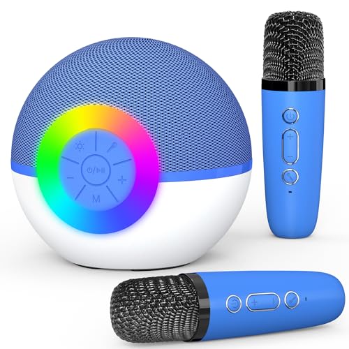 Mgaolo Mini Karaoke Machine for Kids AdultsPortable Bluetooth Speaker with 2 Wireless MicrophonesGift Toys with MP3 Player for Boys Girls 312 Year Old Birthday Family Home Party Present Blue - Image 1