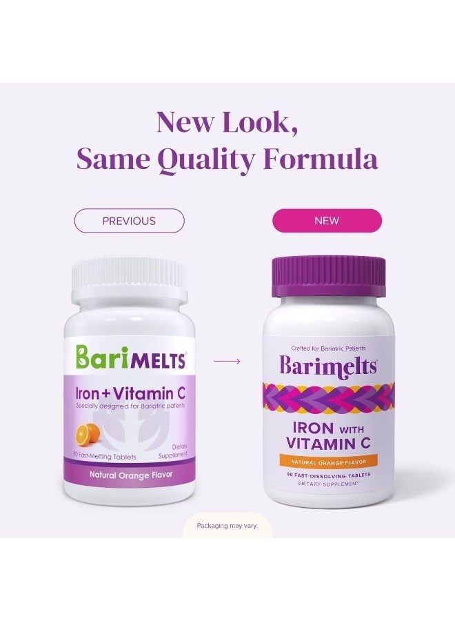 BariMelts Iron Plus Vitamin C, 90 Tablets, Natural Orange Flavor - Image 2