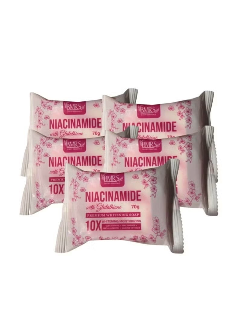 BMRS NIACINAMIDE GLUTA SOAP 10X WHITENING & MOISTURIZING 5pcs