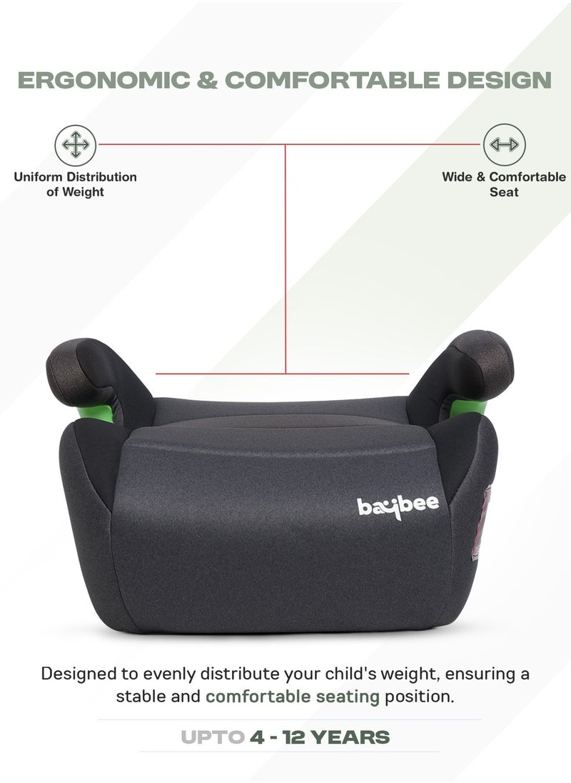 BAYBEE - Baybee Baby Booster Car Seat without Isofix Portable Lightweight Travel Car Booster Seat with Comfort, Compact and Easy to Use | Suitable for Toddler 4-12 Years Boys Girls-Grey - Image 1