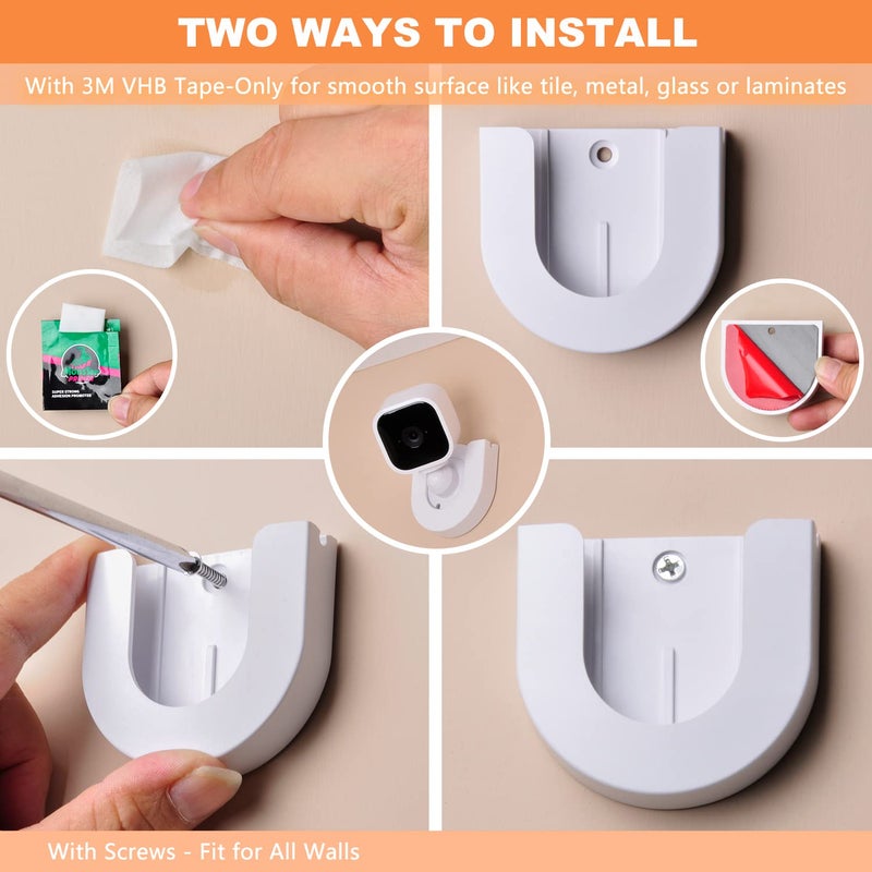 StartVision 2 Pack Wall Mount for Blink Mini Indoor Camera,Strong Adhesive Camera Mount Base for Blink Mini Indoor Camera,Two Ways Easy Installation, No Drilling or Screw Secured Fixed - Image 3