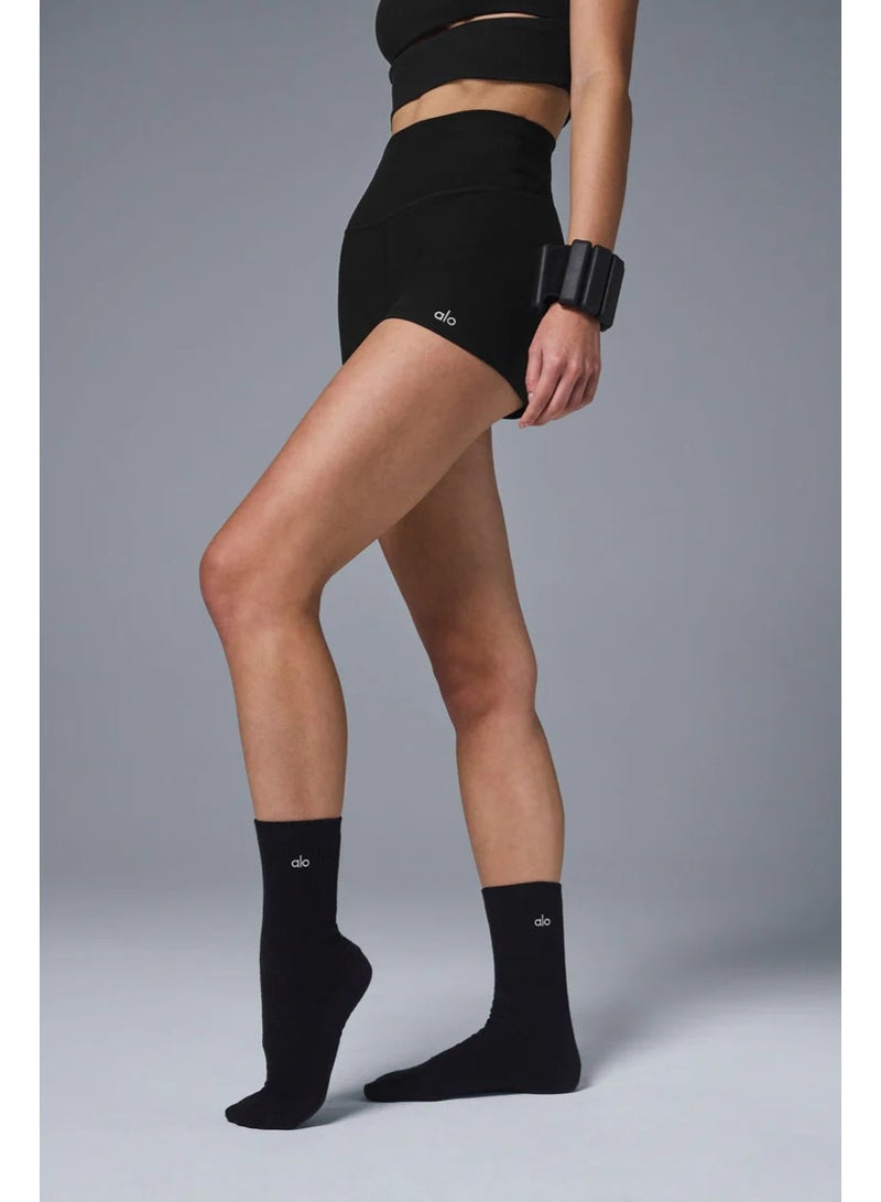 Alo Yoga Unisex Stylish Half Crew Socks - Black - Image 2