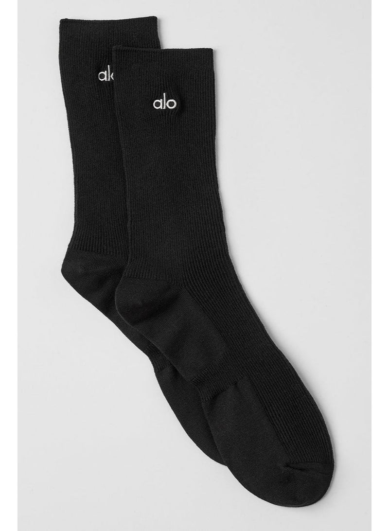 Alo Yoga Unisex Stylish Half Crew Socks - Black - Image 1