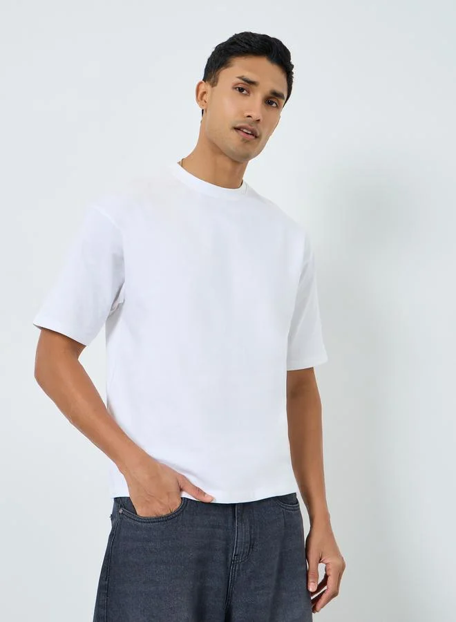 Styli Men Oversized Back Print Terry T-Shirt