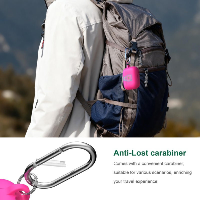 R-fun for AirPods Pro 3 Case (2025), Soft Silicone Protective Case Cover Compatible with Apple AirPods Pro 3rd Generation (USB-C Cable) for Women Men with Cleaning Kit and Keychain, Rose Pink - Image 4