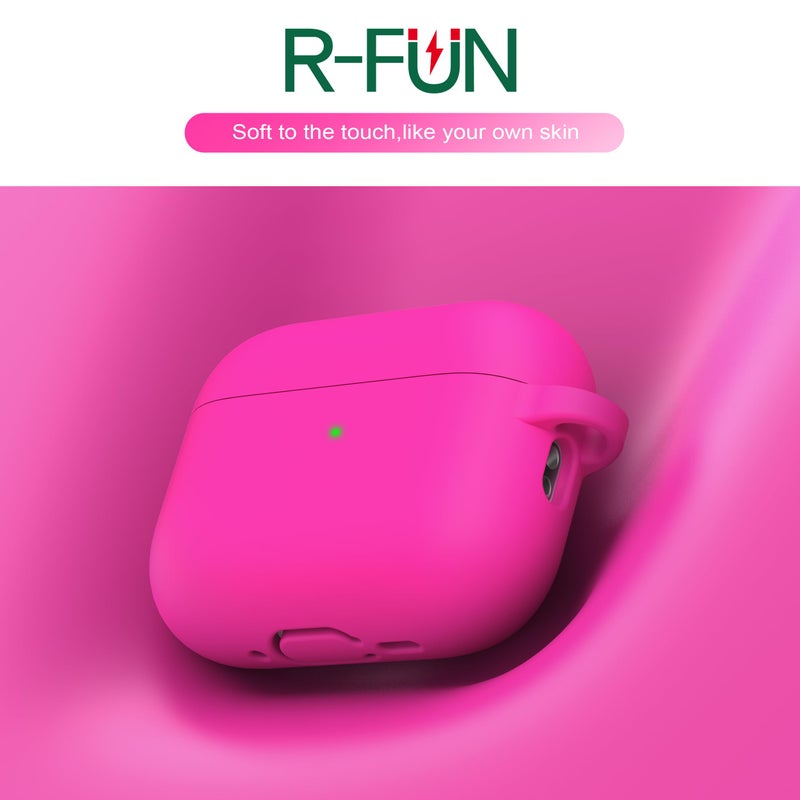 R-fun for AirPods Pro 3 Case (2025), Soft Silicone Protective Case Cover Compatible with Apple AirPods Pro 3rd Generation (USB-C Cable) for Women Men with Cleaning Kit and Keychain, Rose Pink - Image 3