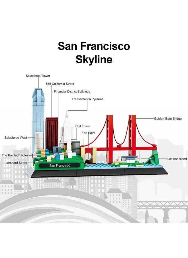 Apostrophe Games Apostrophe Games San Francisco Skyline Building Block Set (459 Pieces) Features Golden Gate Bridge and More - Architecture Landmark Model for Kids and Adults  - Image 4