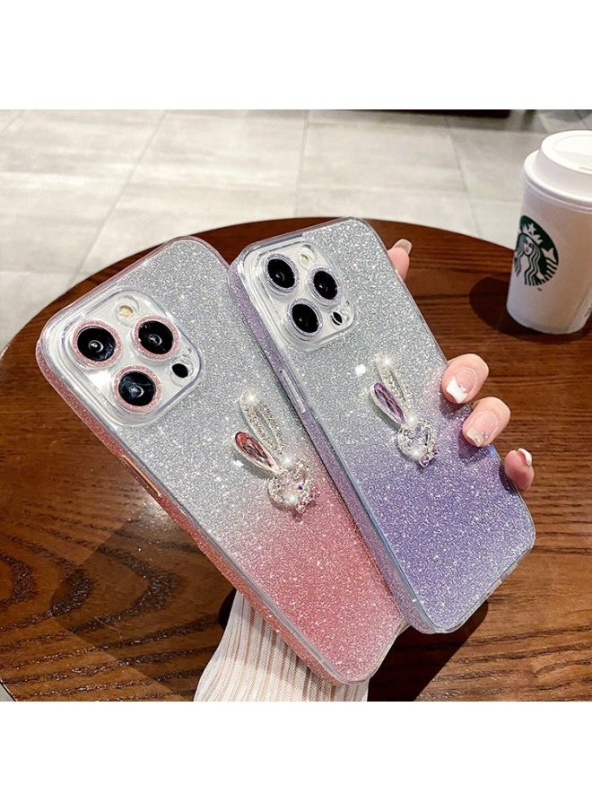 Generic - Suitable For Iphone 16promax Mobile Phone Case Female Ip13 Diamond Rabbit 12promax Gradient Glitter 15-Color:Gradient Green + Long Ears Rabbit-Applicable Model:For Apples 12 - Image 1