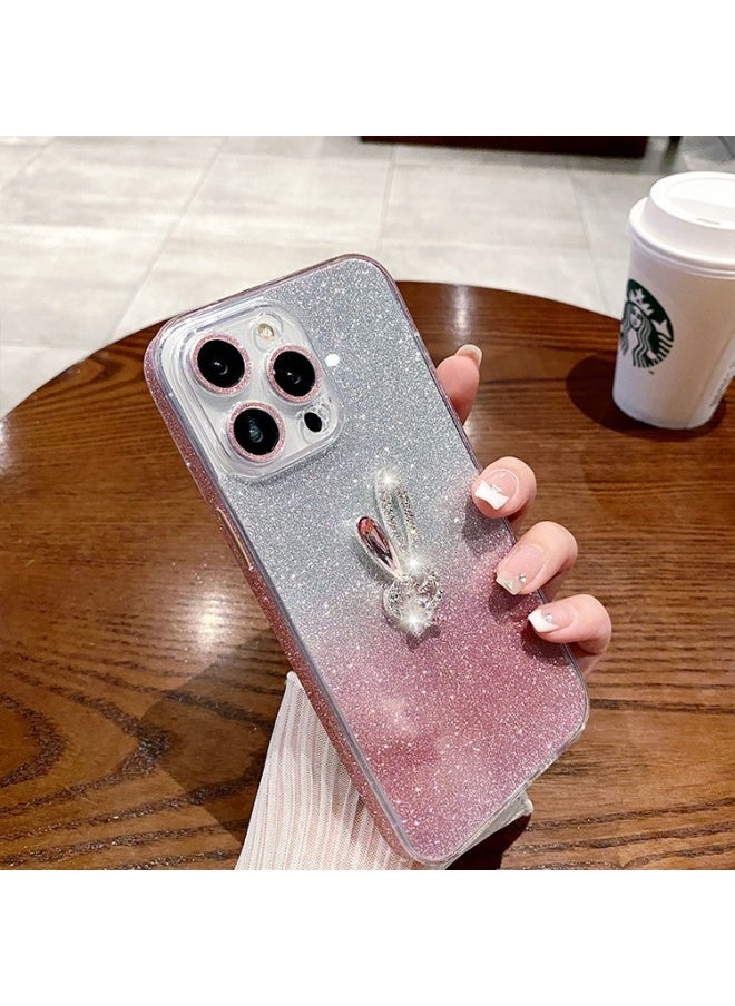 Generic - Suitable For Iphone 16promax Mobile Phone Case Female Ip13 Diamond Rabbit 12promax Gradient Glitter 15-Color:Gradient Green + Long Ears Rabbit-Applicable Model:For Apples 12 - Image 1