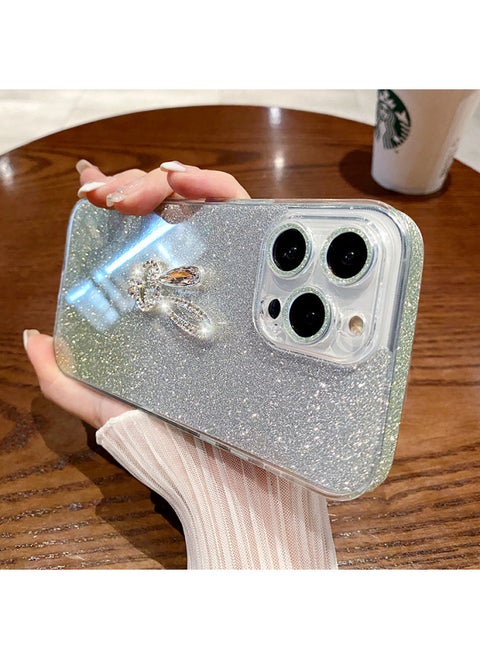 Suitable For Iphone 16promax Mobile Phone Case Female Ip13 Diamond Rabbit 12promax Gradient Glitter 15-Color:Gradient Green + Long Ears Rabbit-Applicable Model:For Apples 12