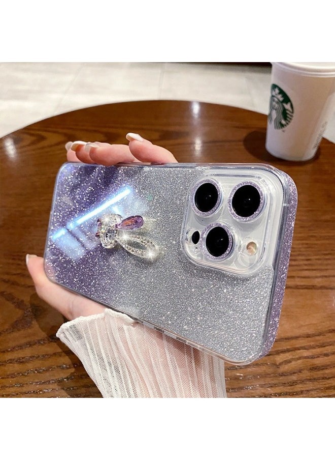 Generic - Suitable For Iphone 16promax Mobile Phone Case Female Ip13 Diamond Rabbit 12promax Gradient Glitter 15-Color:Gradient Green + Long Ears Rabbit-Applicable Model:For Apples 12 - Image 1
