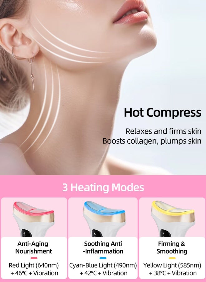 Zcheer Neck Face Beauty Device – Smart Hot & Cold Lifting Massager (46°C Heat + 18°C Instant Cooling), 7 Light Therapy Modes, EMS Microcurrent & High-Frequency Vibration, Auto-Sensing Energy-Saving, 85° Ergonomic Full-Metal Wide Massage Head, Firming & Anti-Wrinkle, Double Chin Removal & Pore Refinement, Anti-Aging Neck & Face Massager, Skin Rejuvenation Beauty, Multiple International Certifications, Full-Body Use. - Image 4