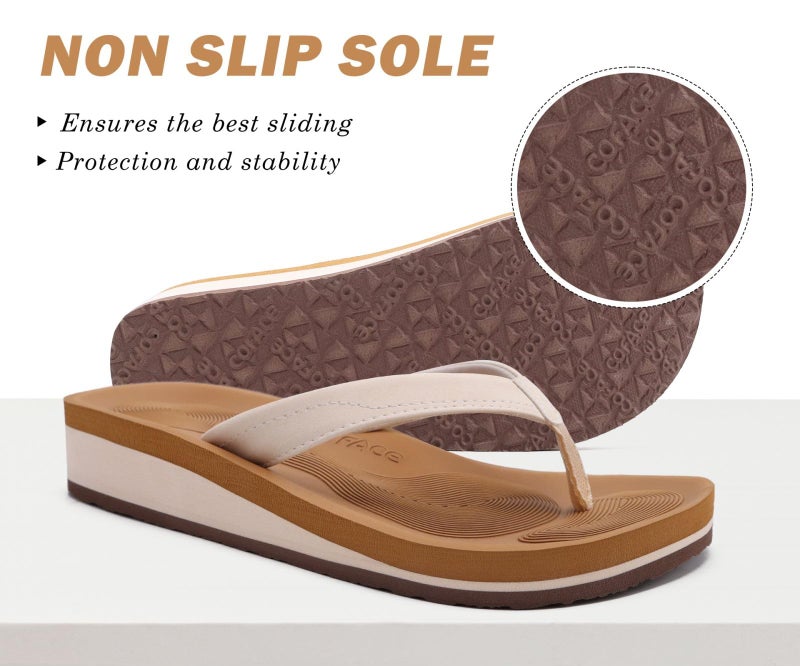 COFACE Flip Flops for Women With Comfortable Arch Support Ladies Fashion Platform Thong Sandals Soft Yoga Mat Sole For Beach/Indoor Outdoor - Image 5