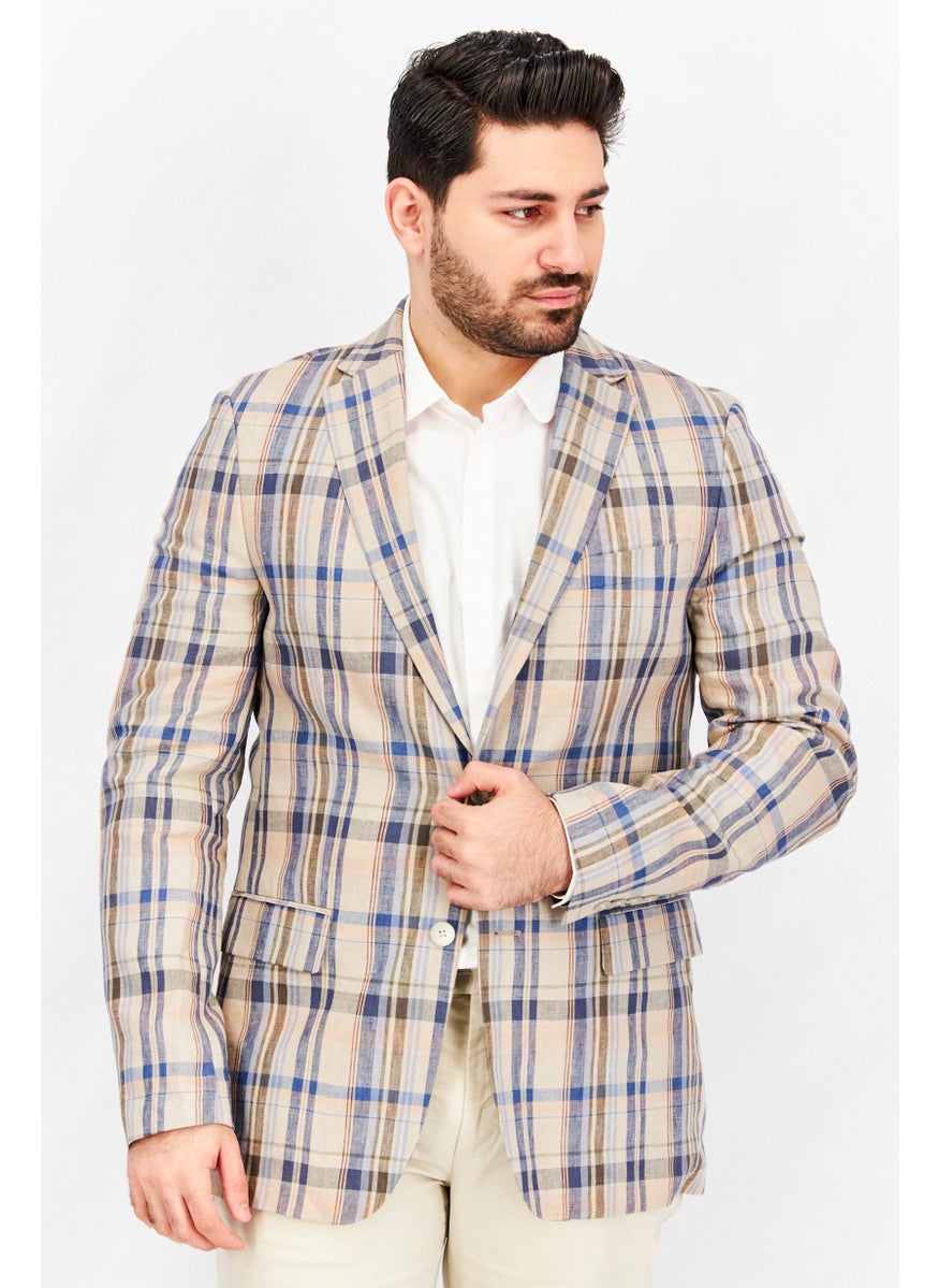 Men Classic Fit Plaid Blazer, Tan/Blue - pzsku/Z6221213C8C5BF9CBF08DZ/45/_/1724351113/1db92016-f269-42ec-a77c-27b077fac023