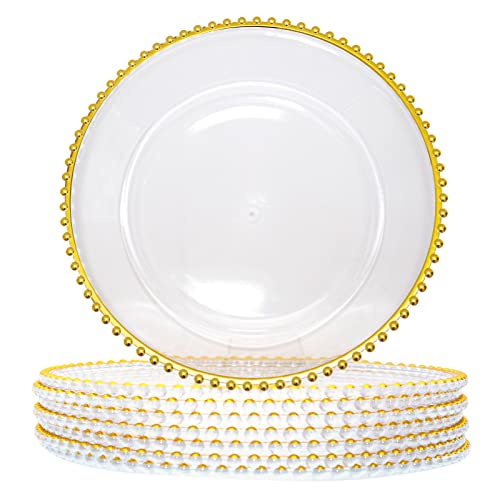 DaCakeWS 13-Inch Acrylic Clear Charger Plates Set of 10pcs - Elegant Decorative Dinner Plates for Wedding Reception, Holiday Party, Family Gathering & Daily Table Setting - Image 1