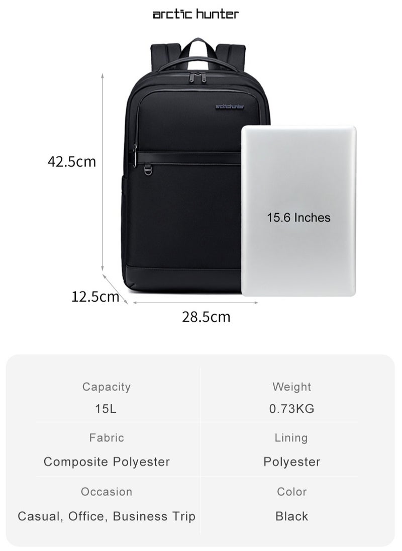 ARCTIC HUNTER Lightweight College Laptop Backpack for Men, Durable Wear Resistant Business Travel Bag with Laptop and Tablet Compartment, Black  - Image 3
