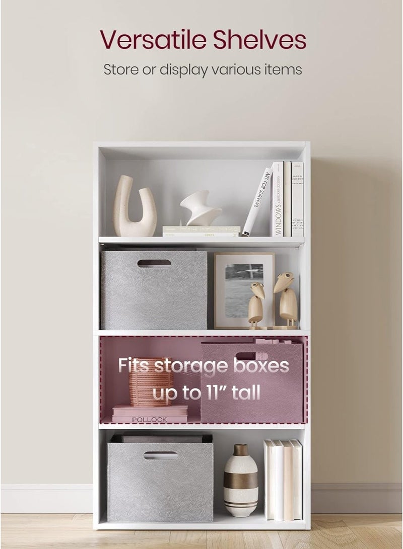 آن فش خزانة كتب بأربع طبقات، رفوف تخزين، رف عرض مفتوح، تصميم مقصورة، رفوف قائمة، رف خباز للمطبخ، حامل فرن ميكروويف لغرفة المعيشة والمطبخ، أبيض - Image 5