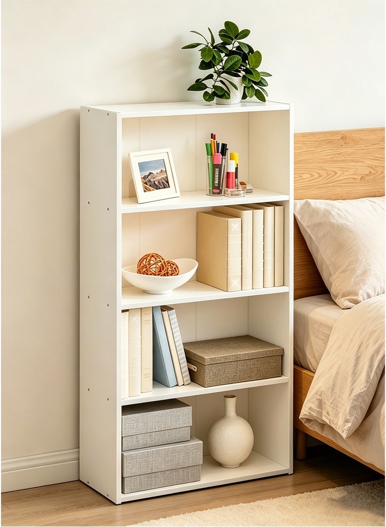 AnneFish 4 Tier Bookcase Bookshelf Storage Shelves Open Display Rack Compartment Design Standing Shelving Kitchen Bakers Rack Microwave Oven Stand For Living Room And Kitchen White - Image 1