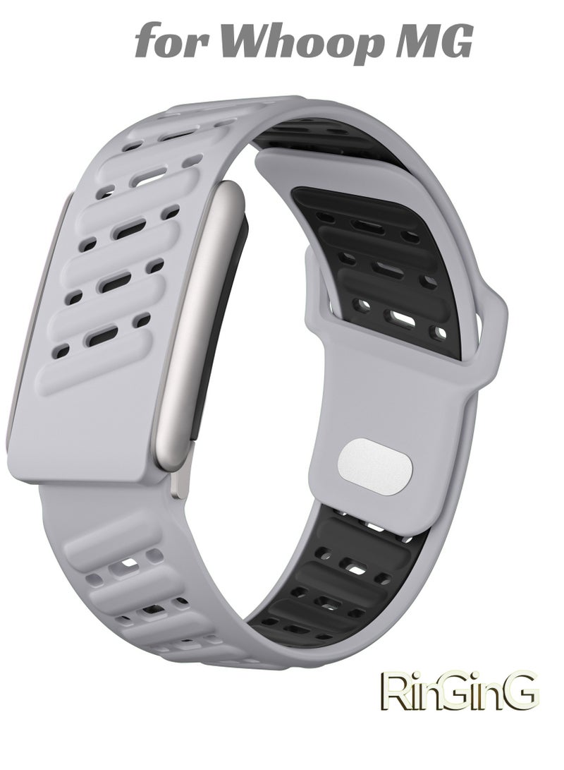 رِينْجِنْج سوار معصم من السيليكون المريح والمتين متوافق مع وهوب 5، حزام إم جي – مقاوم للماء والتعرق، للرجال والنساء مع موصل بإطار معدني - Image 1