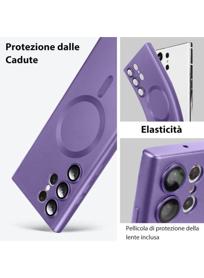 Matte for Samsung Galaxy S23 Ultra Case, Compatible with MagSafe, Slim Thin Magnetic Cover with Built-in Camera Lens Protector Shockproof Phone Shell, Purple - Image 3