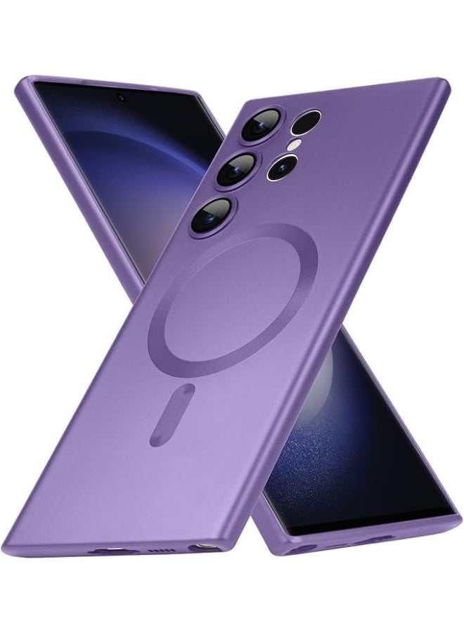 Matte for Samsung Galaxy S23 Ultra Case, Compatible with MagSafe, Slim Thin Magnetic Cover with Built-in Camera Lens Protector Shockproof Phone Shell, Purple - Image 1