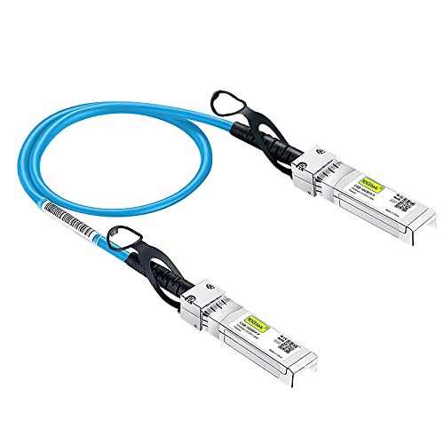 10Gtek [Blue Colored 10G SFP+ DAC Cable - Twinax SFP Cable for Cisco SFP-H10GB-CU0.3M, Ubiquiti UniFi, D-Link, Supermicro, Netgear, Mikrotik, Fortinet, 0.3-Meter(1ft) - Image 1