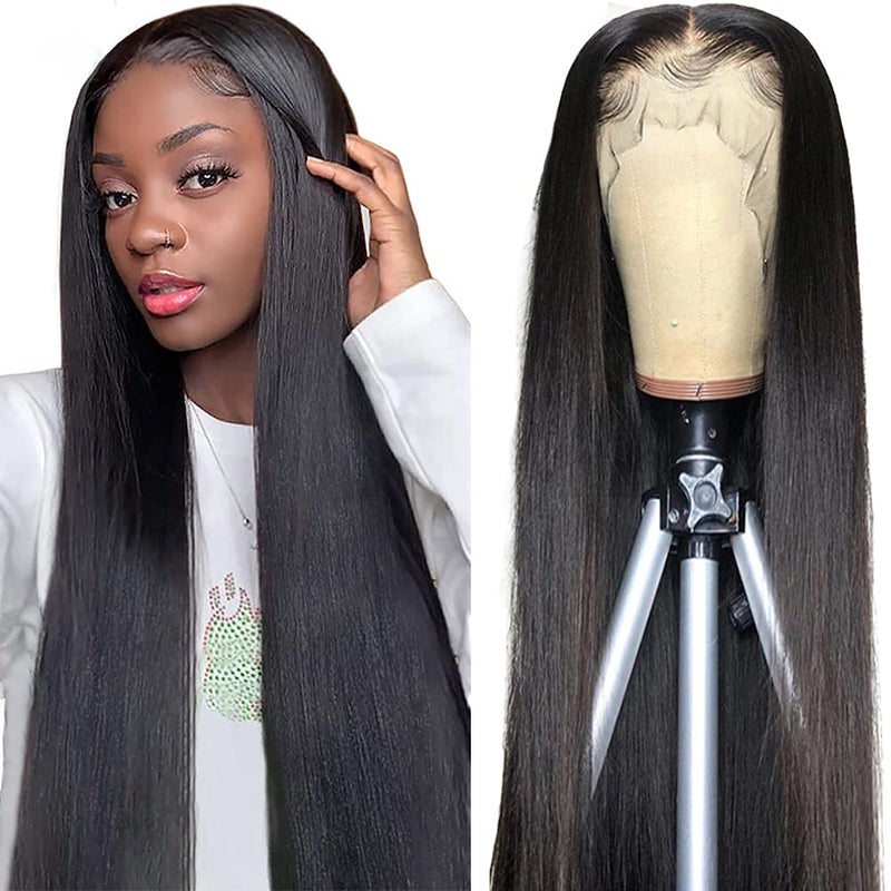 Subella 13x5 HD Lace Front Wigs Human Hair Pre Plucked Hairline with Baby Hair 220 Density 12A Transparent Straight Human Hair Wigs for Black Women 18inch