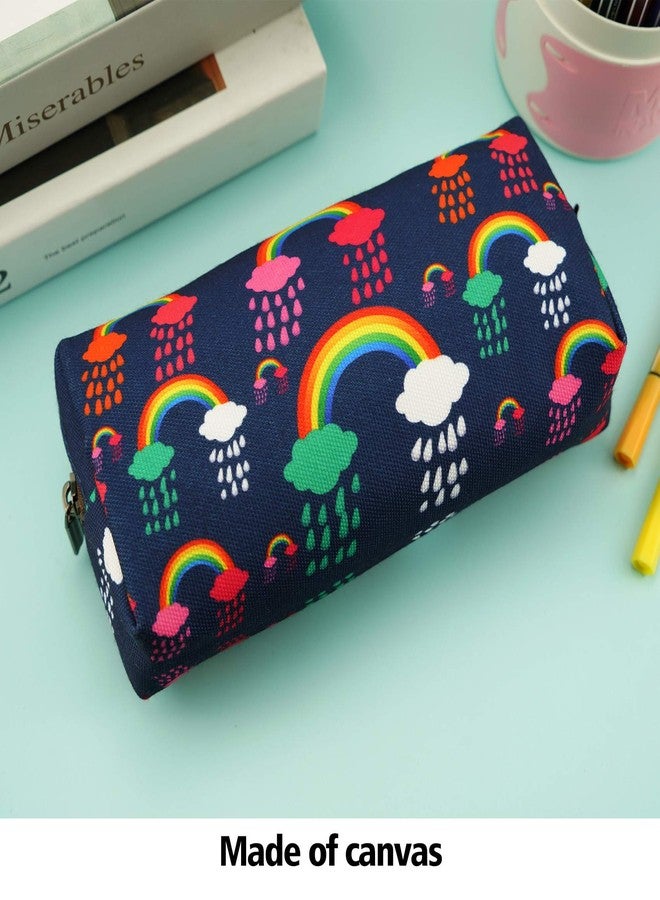 LParkin Rainbows Clouds Canvas Pencil Case Pen Bag Pouch Stationary Gadget Case Makeup Cosmetic Bag Kawaii Box - Image 5