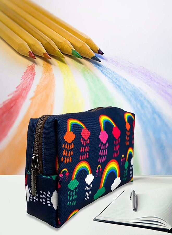 LParkin Rainbows Clouds Canvas Pencil Case Pen Bag Pouch Stationary Gadget Case Makeup Cosmetic Bag Kawaii Box - Image 4