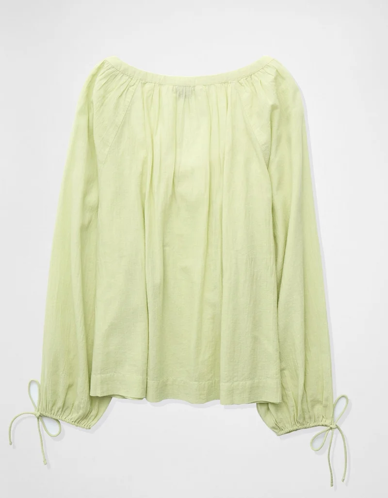 American Eagle AE Tie Sleeve Button-Up Top