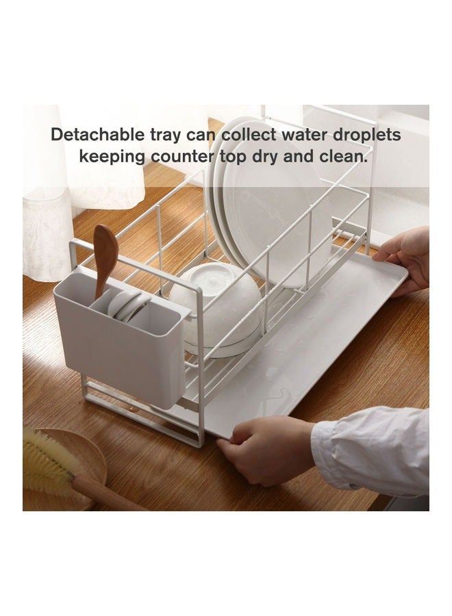 Dish Drainer Rack Stainless Steel Single Layer Dish Drying Rack Kitchen with Drip Tray Space-Saving Draining Board Rack for Counter Sink with Cutlery Holder for Utensil Washing Up  - Image 3