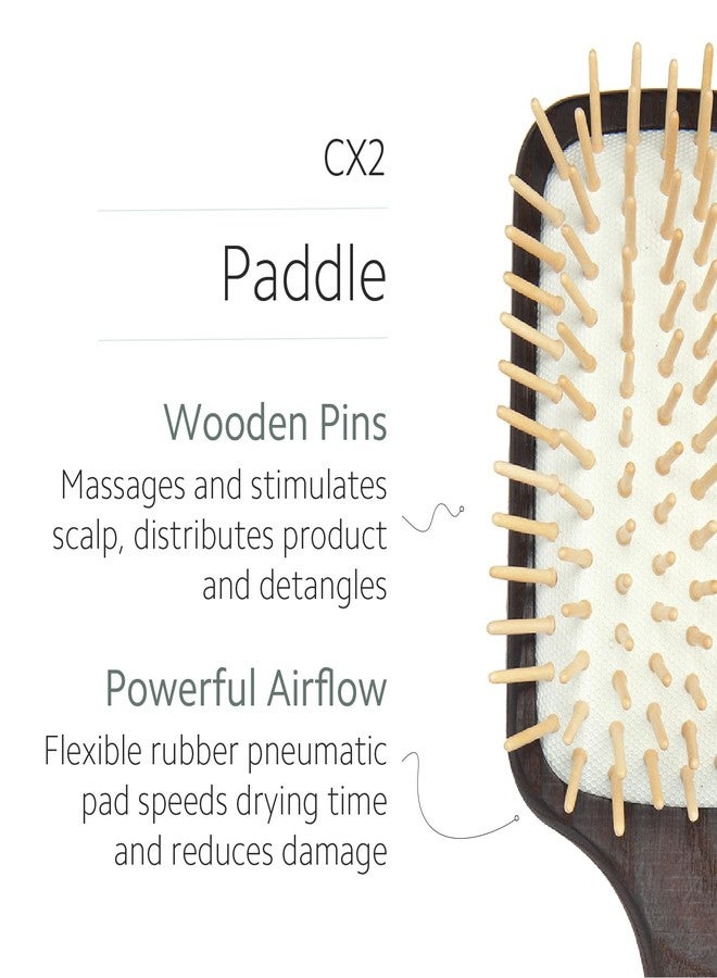 Ibiza Hair Paddle Detangling Brush (CX2) | Natural Wooden Pins to Stimulate Scalp & Reduce Drying Time | Durable, Lightweight Carbonized Wood | Hypoallergenic Design - Image 2