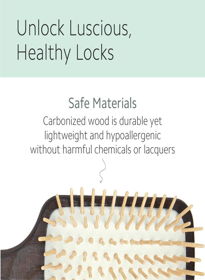 Ibiza Hair Paddle Detangling Brush (CX2) | Natural Wooden Pins to Stimulate Scalp & Reduce Drying Time | Durable, Lightweight Carbonized Wood | Hypoallergenic Design - Image 3