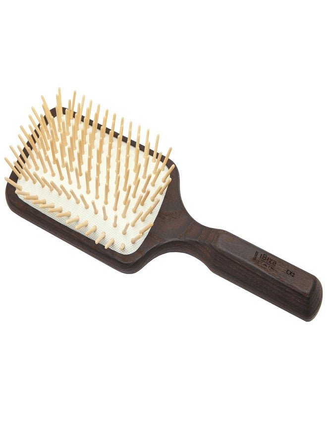 Ibiza Hair Paddle Detangling Brush (CX2) | Natural Wooden Pins to Stimulate Scalp & Reduce Drying Time | Durable, Lightweight Carbonized Wood | Hypoallergenic Design - Image 1