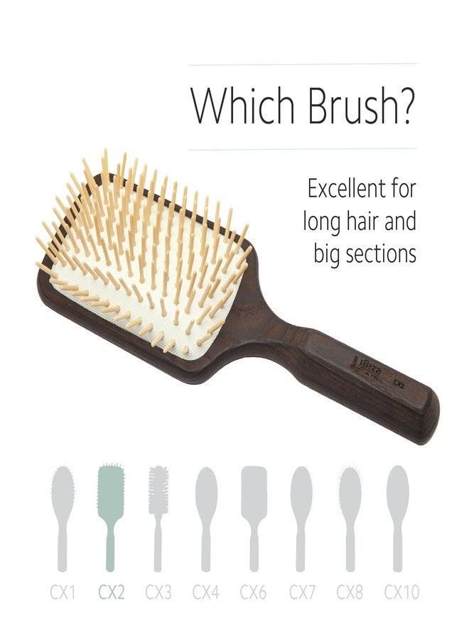 Ibiza Hair Paddle Detangling Brush (CX2) | Natural Wooden Pins to Stimulate Scalp & Reduce Drying Time | Durable, Lightweight Carbonized Wood | Hypoallergenic Design - Image 4