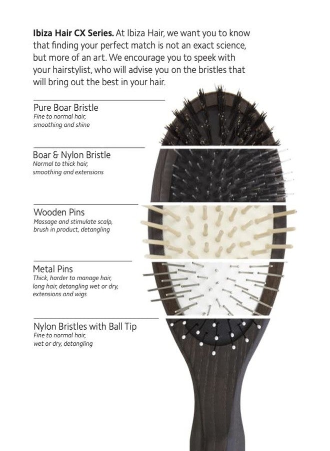 Ibiza Hair Paddle Detangling Brush (CX2) | Natural Wooden Pins to Stimulate Scalp & Reduce Drying Time | Durable, Lightweight Carbonized Wood | Hypoallergenic Design - Image 5